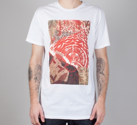 Obey Newspaper Collage Thrift T-Shirt (White)