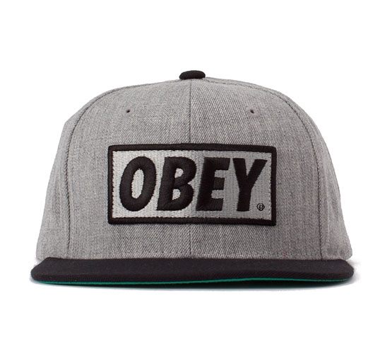 Obey Original Snapback Cap (Heather Grey/Black)