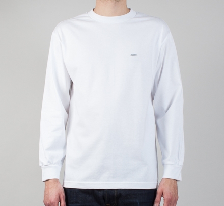 Obey Reflective Font Long Sleeve T-Shirt (White)