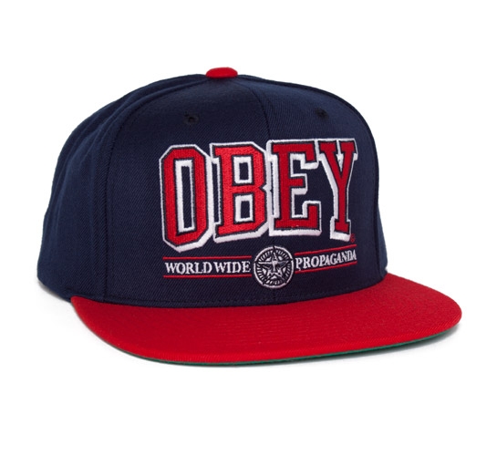 Obey Athletics Snapback Cap (Navy/Red) - Consortium.