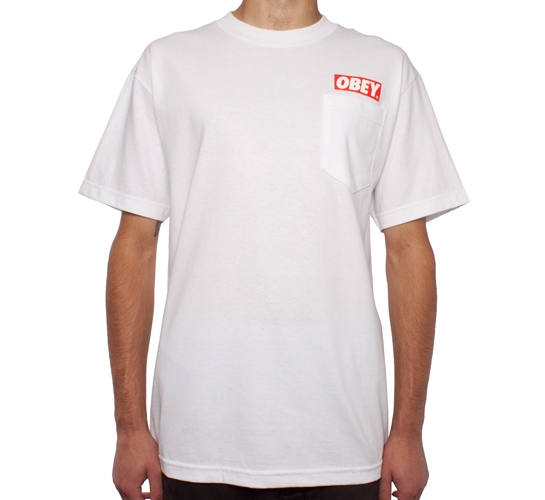 Obey Bar Logo Pocket T-Shirt (White)