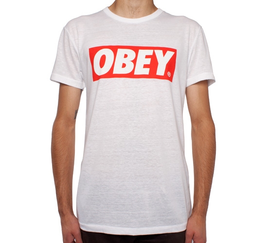 Obey Bar Logo Tri-Blend T-Shirt (Natural/White)
