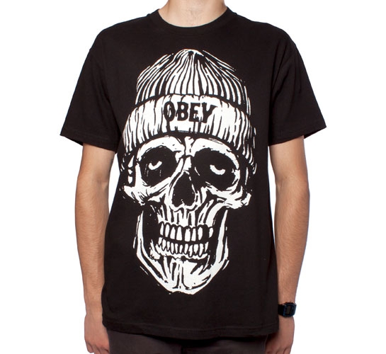 Obey Beanie Skull T-Shirt (Black)
