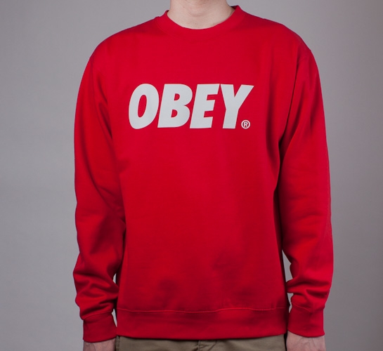 Obey Font Crew Neck Sweatshirt (Red)