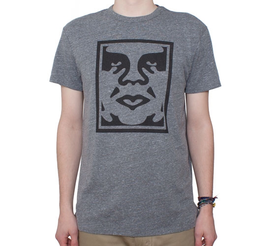 Obey Icon Face Tri-Blend T-Shirt (Heather Grey)