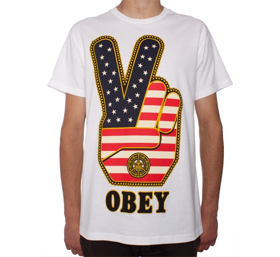 Obey Peace Fingers USA T-Shirt (White)