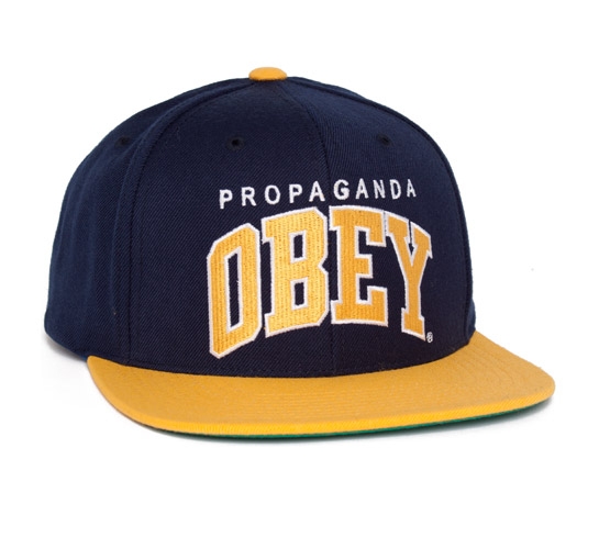 Obey Throwback Snapback Cap (Navy/Gold)