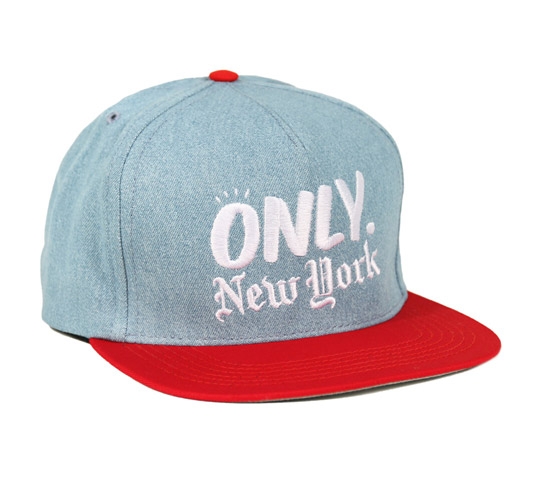 Only NY Logo Snapback Cap (Denim/Red)