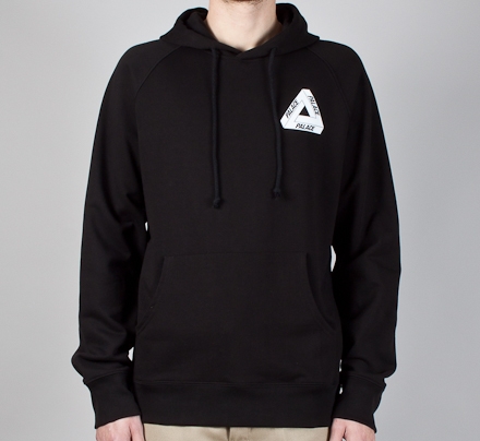 Palace Tri-Line Pullover Hooded Sweatshirt (Black/Pink-Blue-White)