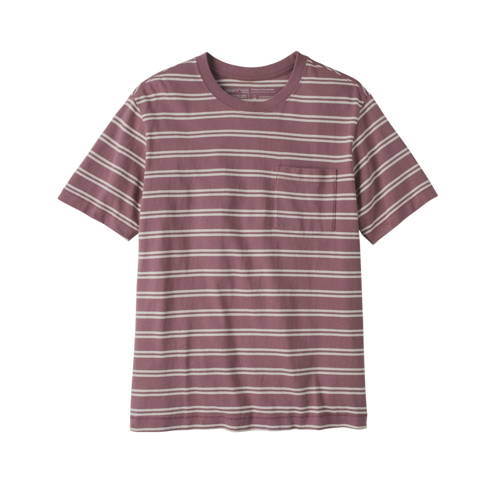 Patagonia Cotton in Conversion MW Pocket T-Shirt (Mirror Stripe: Evening Mauve)