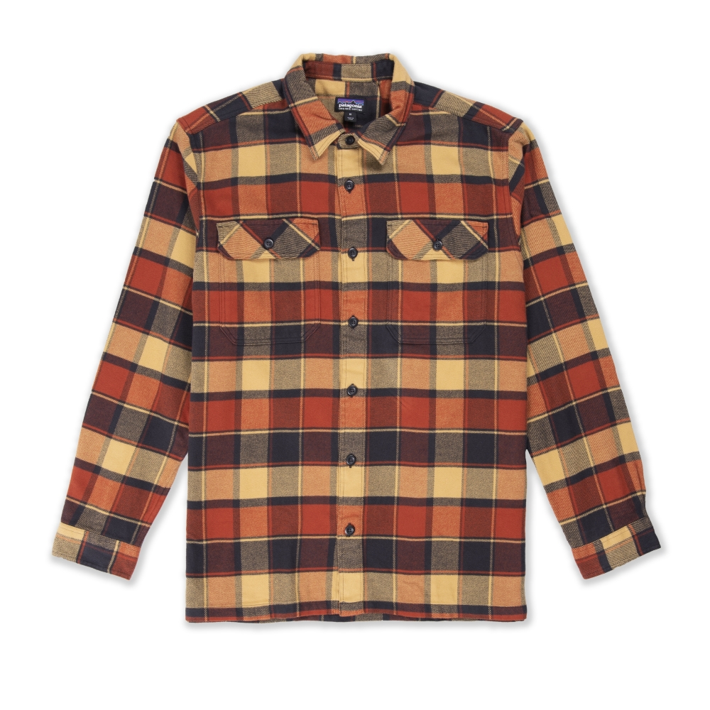 Patagonia Fjord Flannel Long Sleeve Shirt (Plots: Burnished Red)