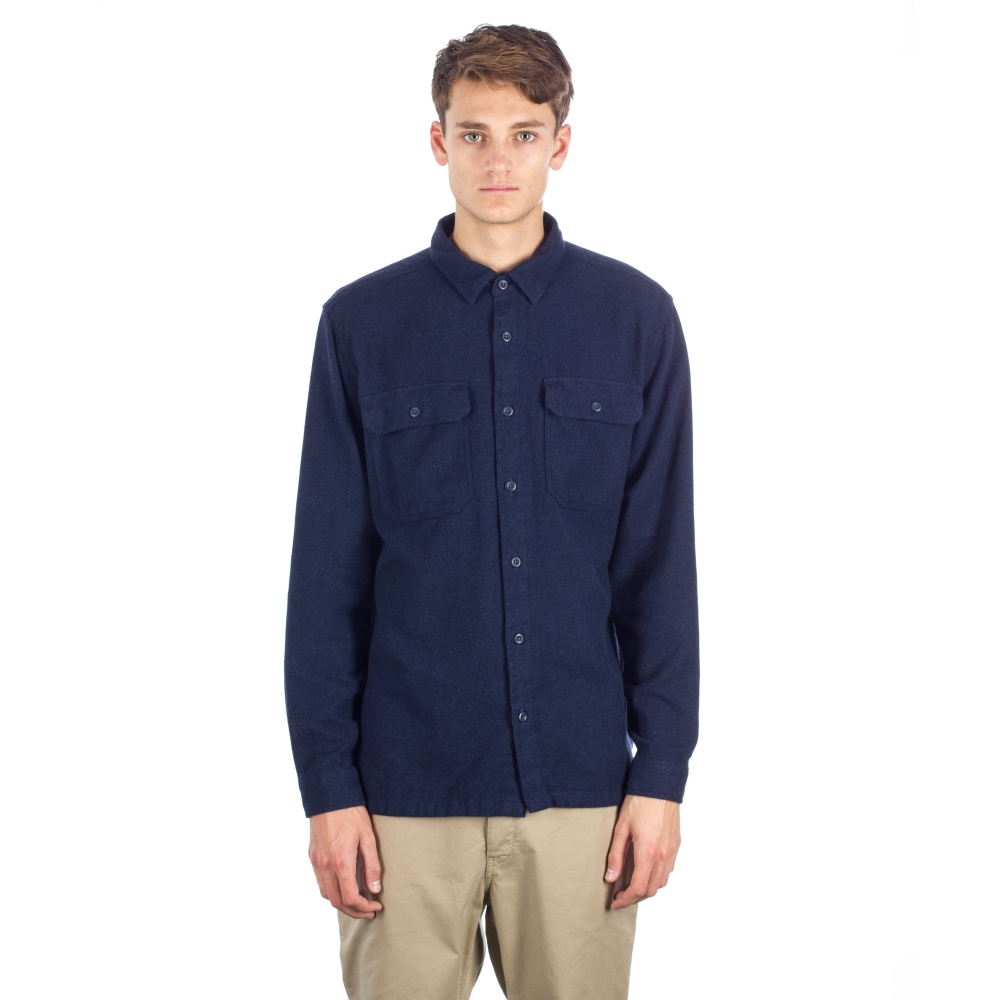Patagonia Fjord Flannel Long Sleeve Shirt (Navy Blue)