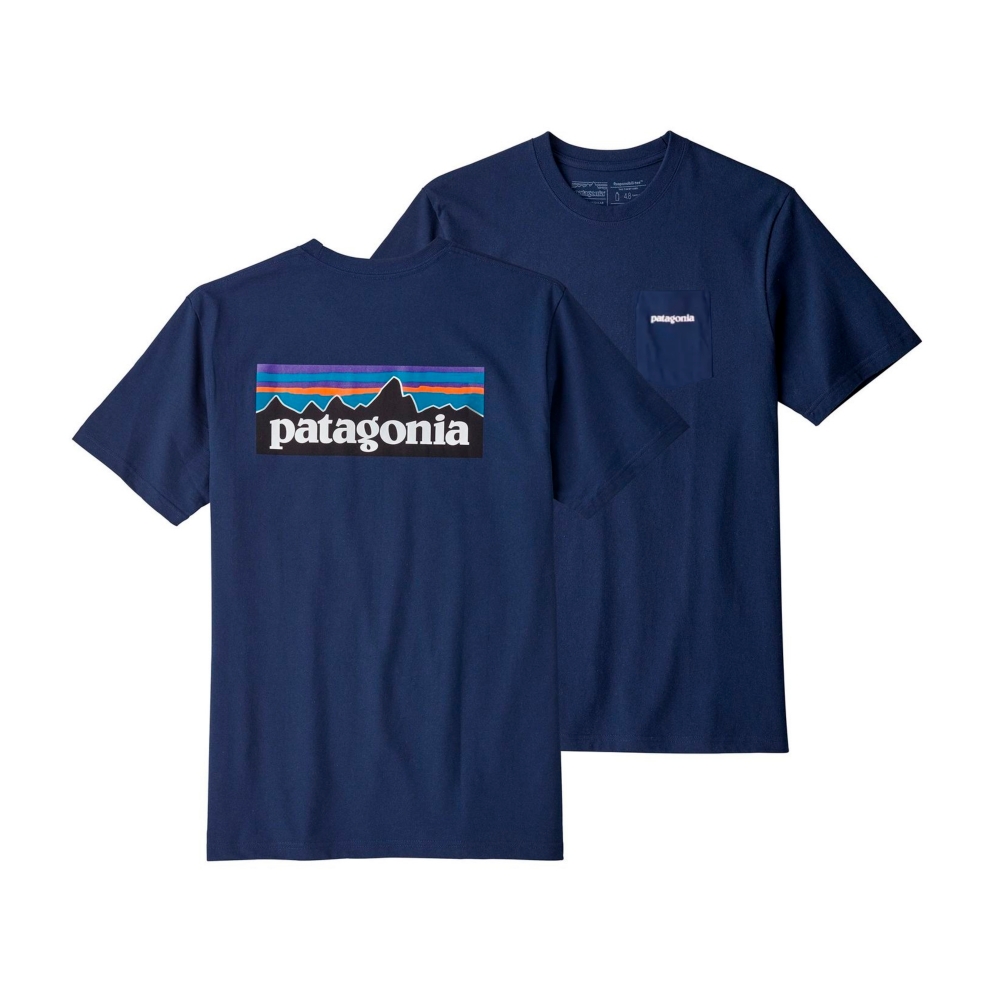 Patagonia P-6 Logo Cotton Pocket T-Shirt (Navy Blue)