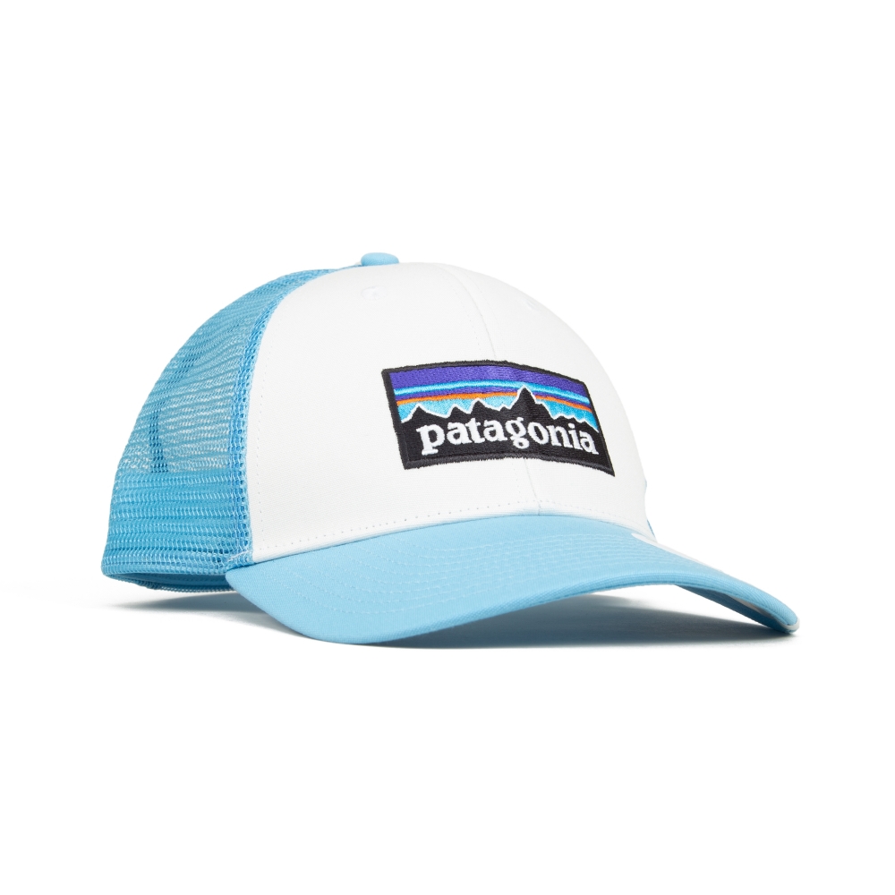 Patagonia P-6 Logo LoPro Trucker Cap (White w/Break Up Blue)