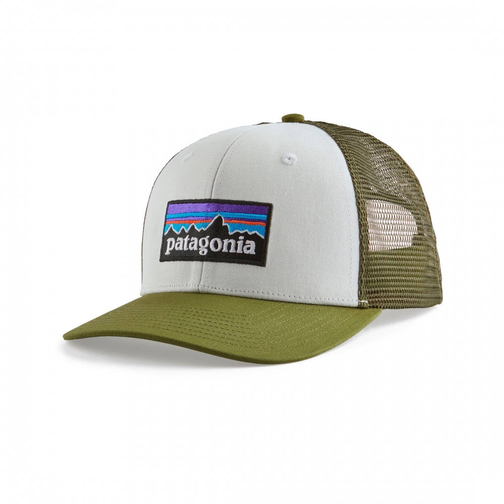 Patagonia P-6 Logo Trucker Cap (White w/Palo Green)