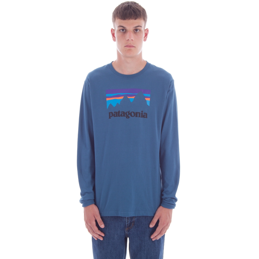 Patagonia Shop Sticker Long Sleeve T-Shirt (Glass Blue)
