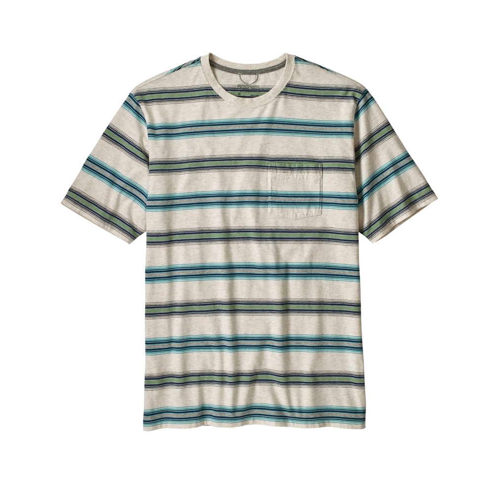 Patagonia Squeaky Clean Pocket T-Shirt (Tarkine Stripe: Pelican)