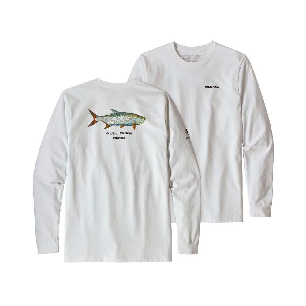 Patagonia Tarpon World Trout Responsibili-Tee Long Sleeve T-Shirt (White)