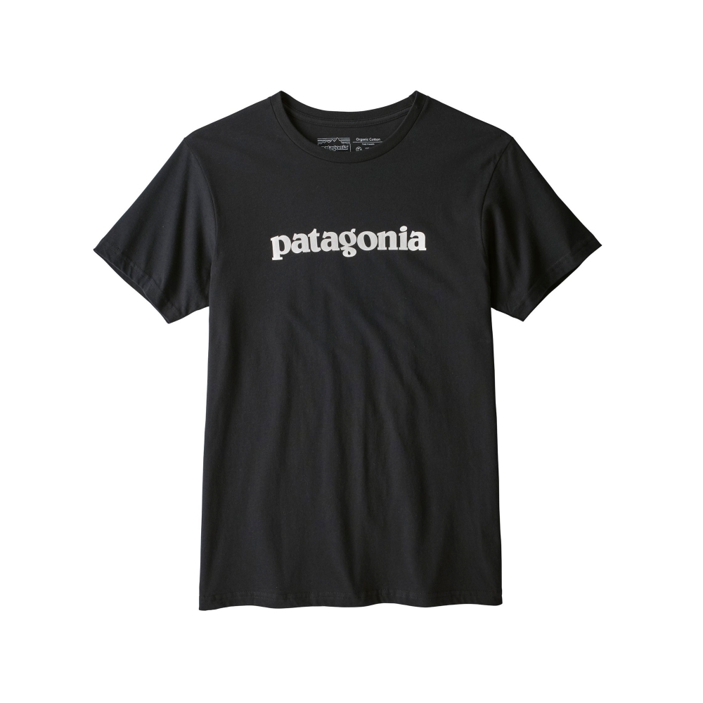 Patagonia Text Logo Organic Cotton T-Shirt (Black)