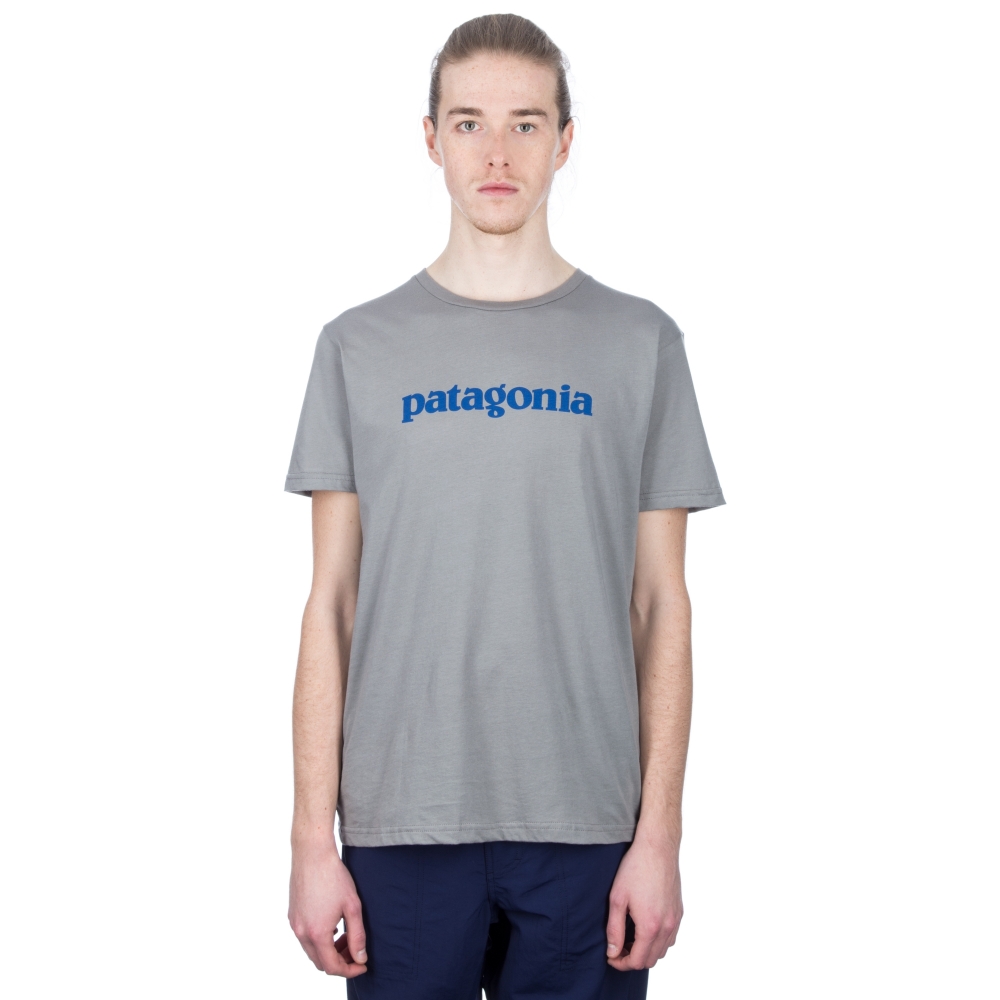 Patagonia Text Logo Organic Cotton T-Shirt (Feather Grey)