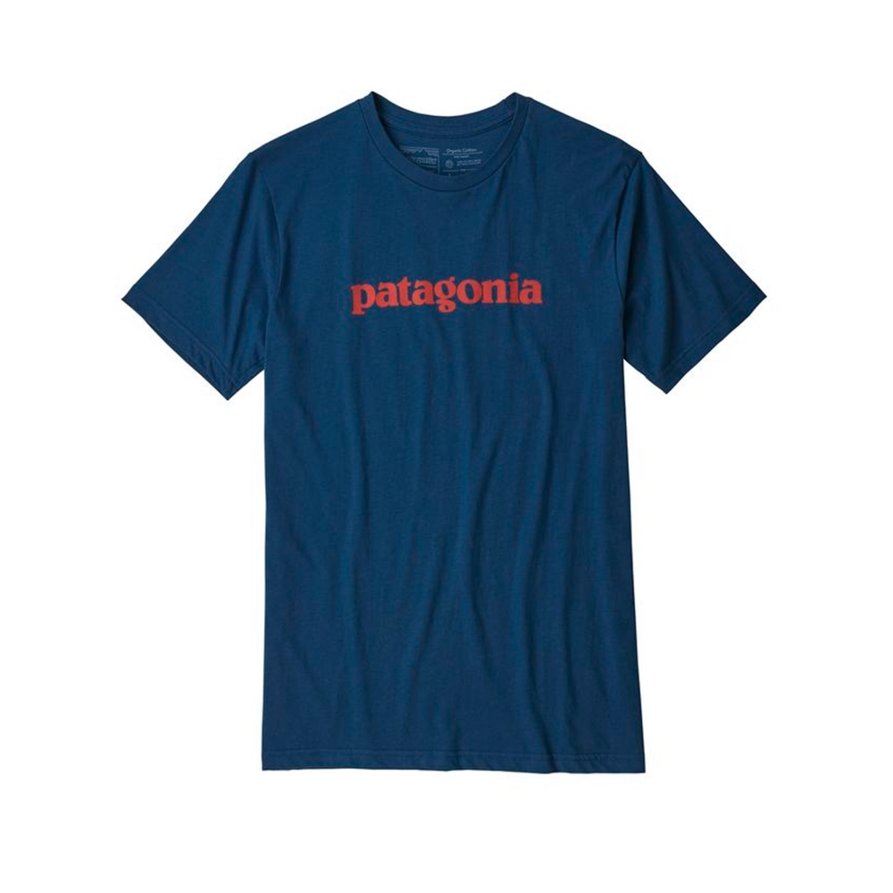Patagonia Text Logo Organic Cotton T-Shirt (Stone Blue)