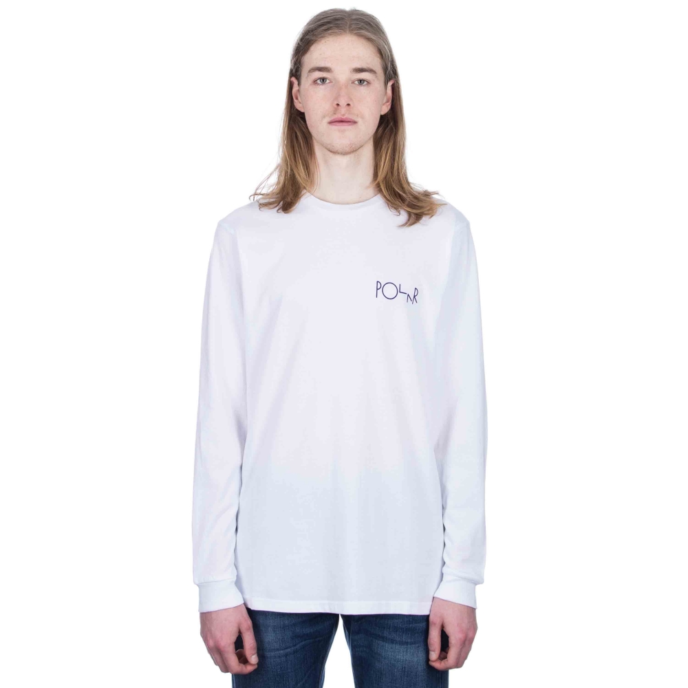 Polar Skate Co. Cut Out Fill Logo Long Sleeve T-Shirt (White)