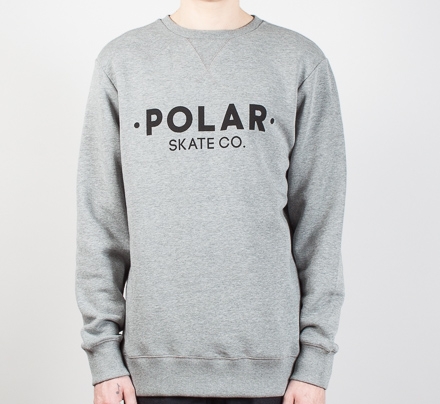 Polar Skate Co. Default Crew Neck Sweatshirt (Heather Grey/Black)
