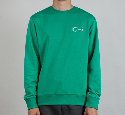 Polar Skate Co. Fill Logo Behind The Curtain Crew Neck Sweatshirt (Green/White/Green)