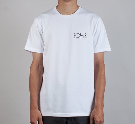 Polar Skate Co. Fill Logo Behind The Curtain T-Shirt (White/Sky Blue)