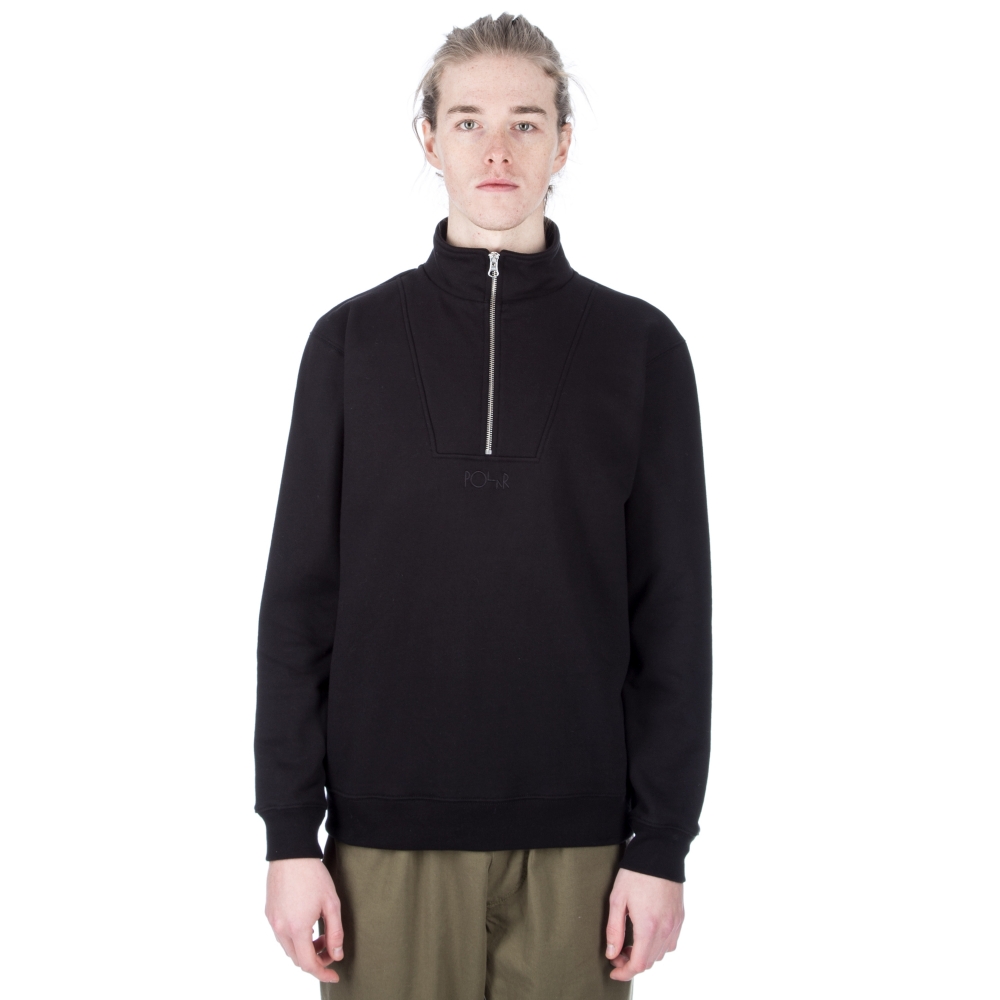 Polar Skate Co. Heavyweight Zip Neck Sweatshirt (Black)