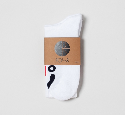 Polar Skate Co. Knee High Happy Sad Socks (White/Red/Navy)
