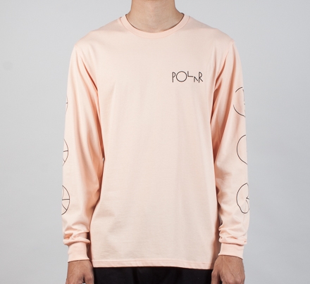 Polar Skate Co. Racing Long sleeve T-Shirt (Pastel Peach/Black/Black)