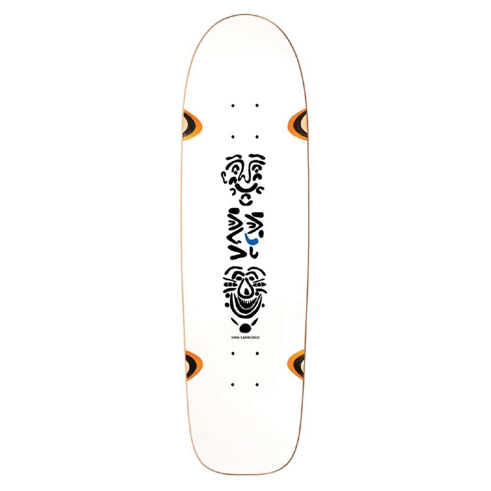 Polar Skate Co. Shin Sanbongi Faces Skateboard Deck Wheel Wells Surf Shape (White)