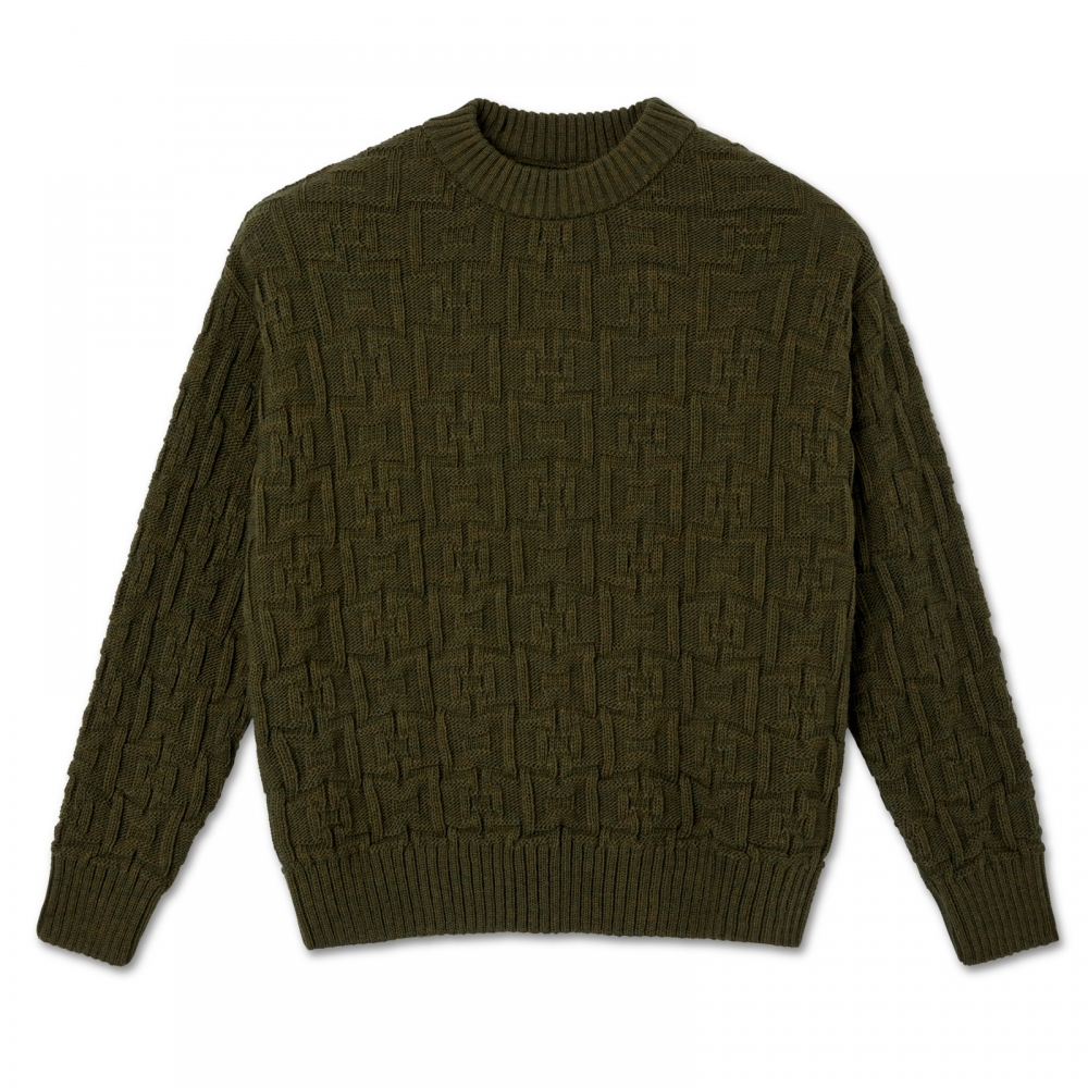 Polar Skate Co. Square Knit Sweater (Army Green)