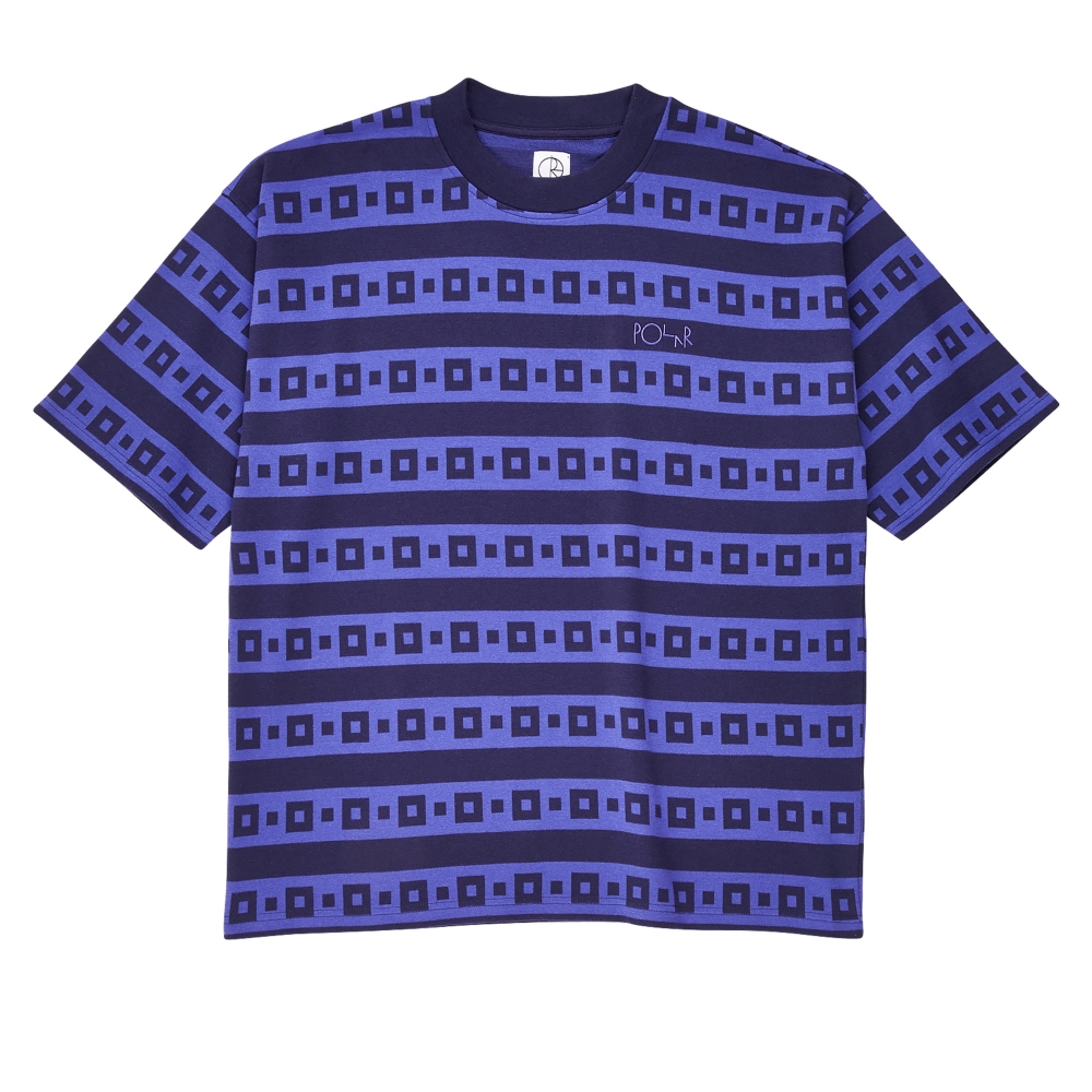 Polar Skate Co. Square Stripe Surf T-Shirt (Navy/Purple)
