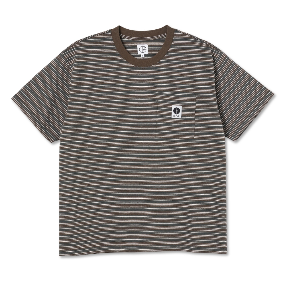 Polar Skate Co. Stripe Pocket T-Shirt (Brown)