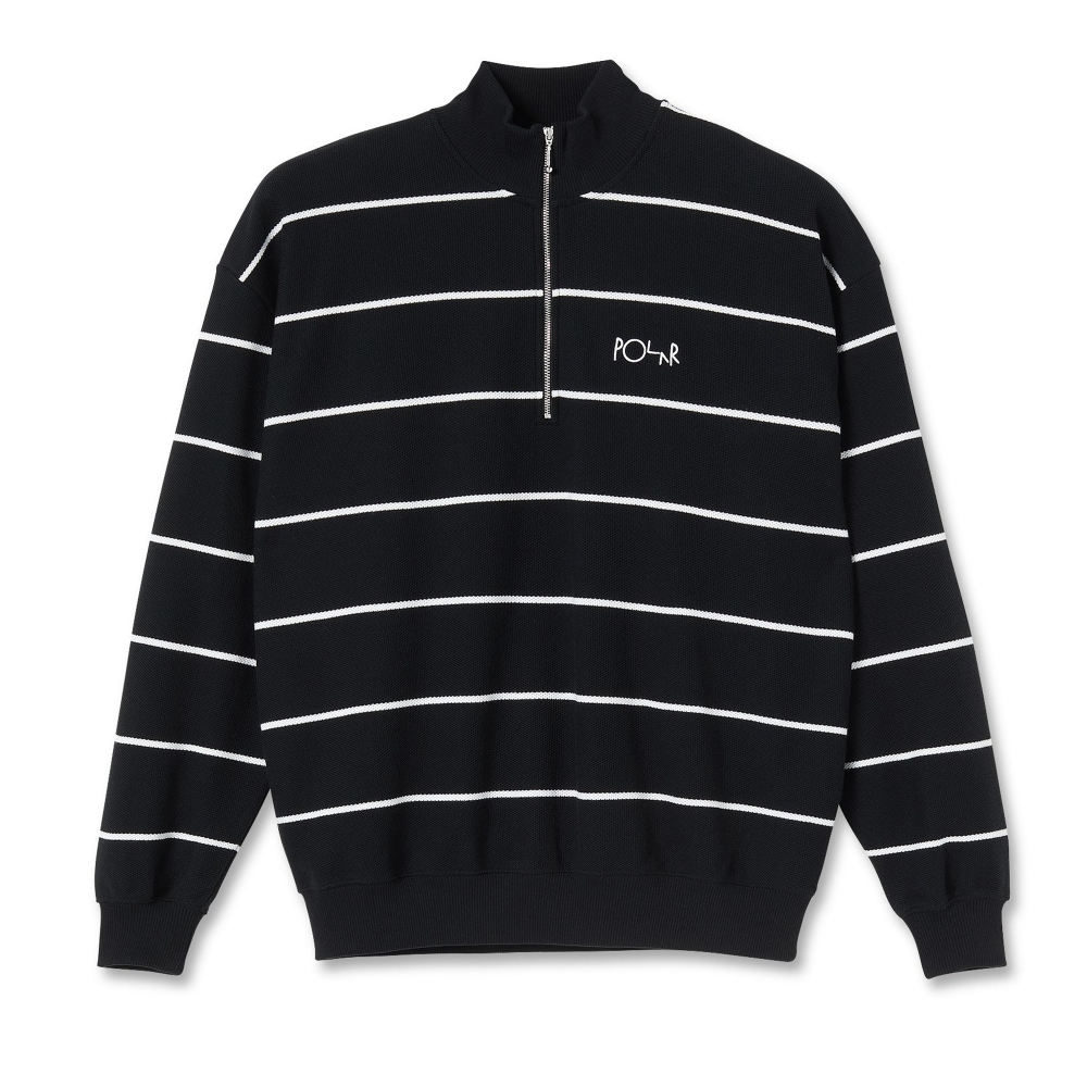 Polar Skate Co. Stripe Zip Neck Sweatshirt (Black)
