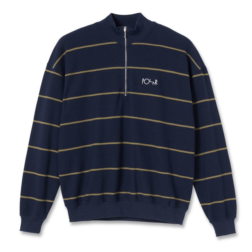 Polar Skate Co. Stripe Zip Neck Sweatshirt (Rich Navy) - PSC-SU21