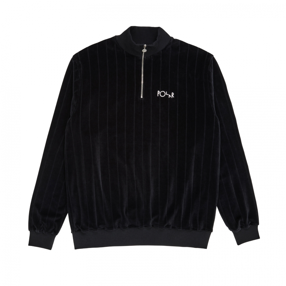 Polar Skate Co. Velour Zip Neck Sweatshirt (Black)