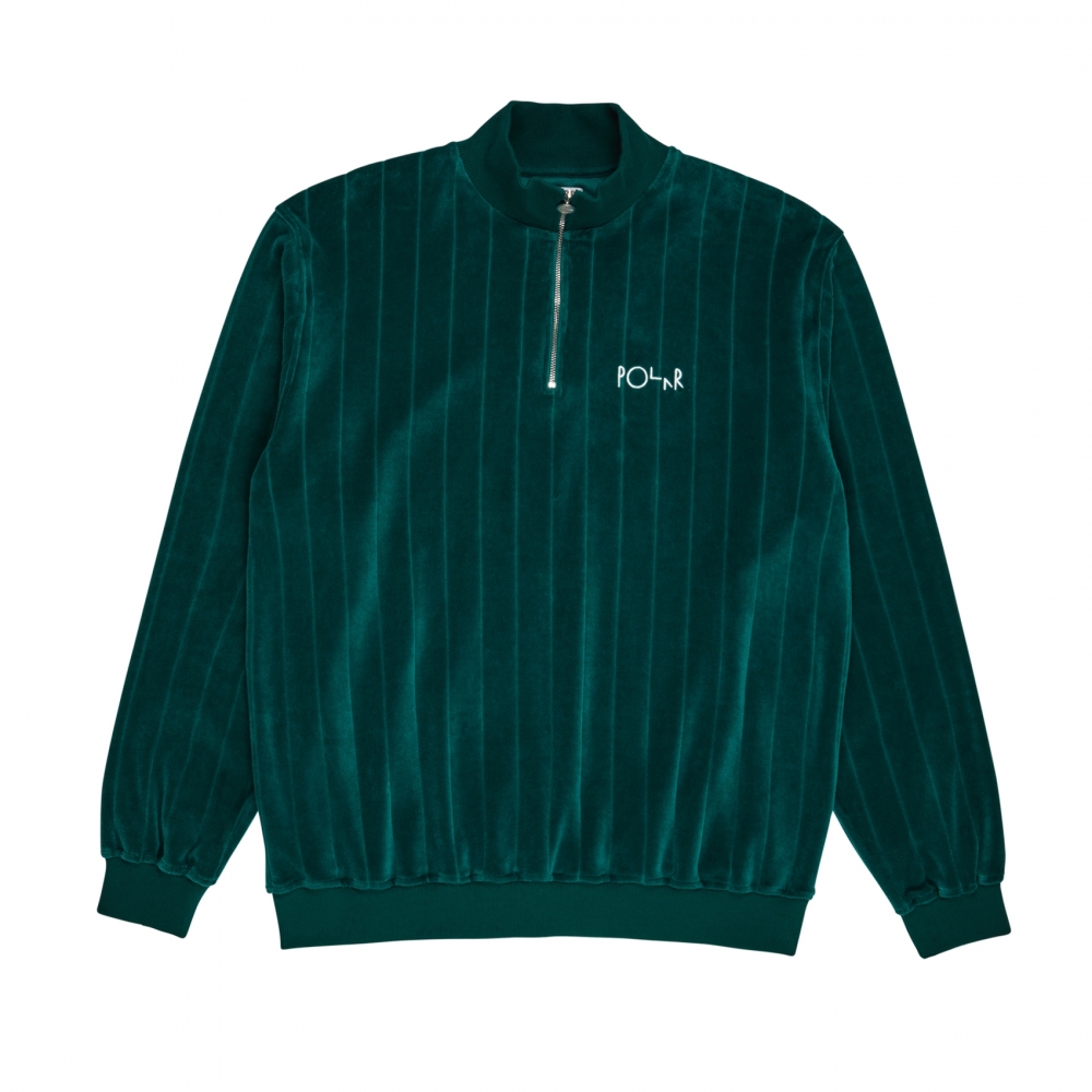 Polar Skate Co. Velour Zip Neck Sweatshirt (Dark Green)