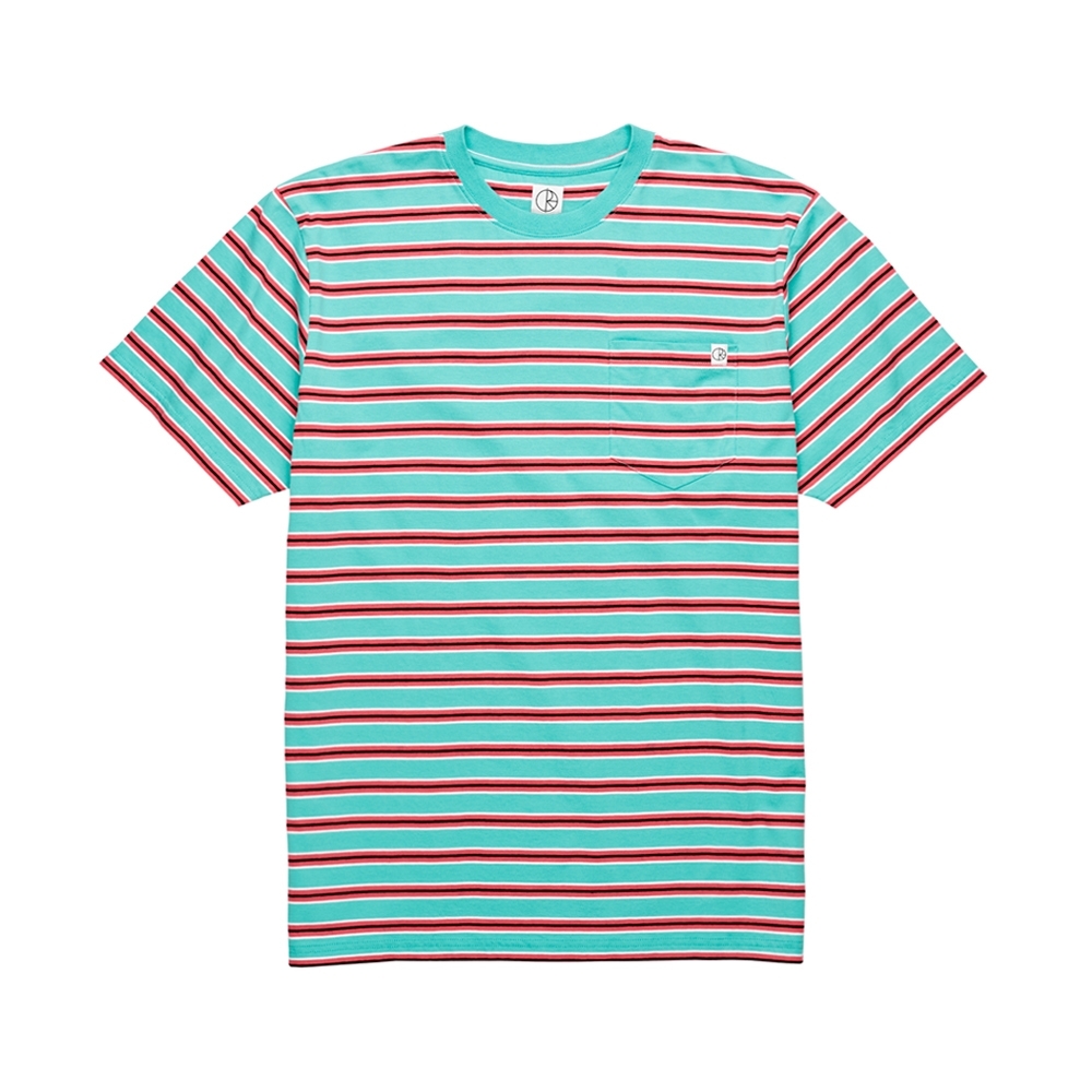 Polar Skate Co. Striped Pocket T-Shirt (Mint/Coral Red)