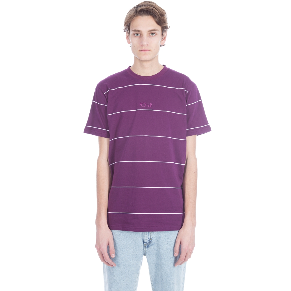 Polar Skate Co. Striped T-Shirt (Dark Prune)