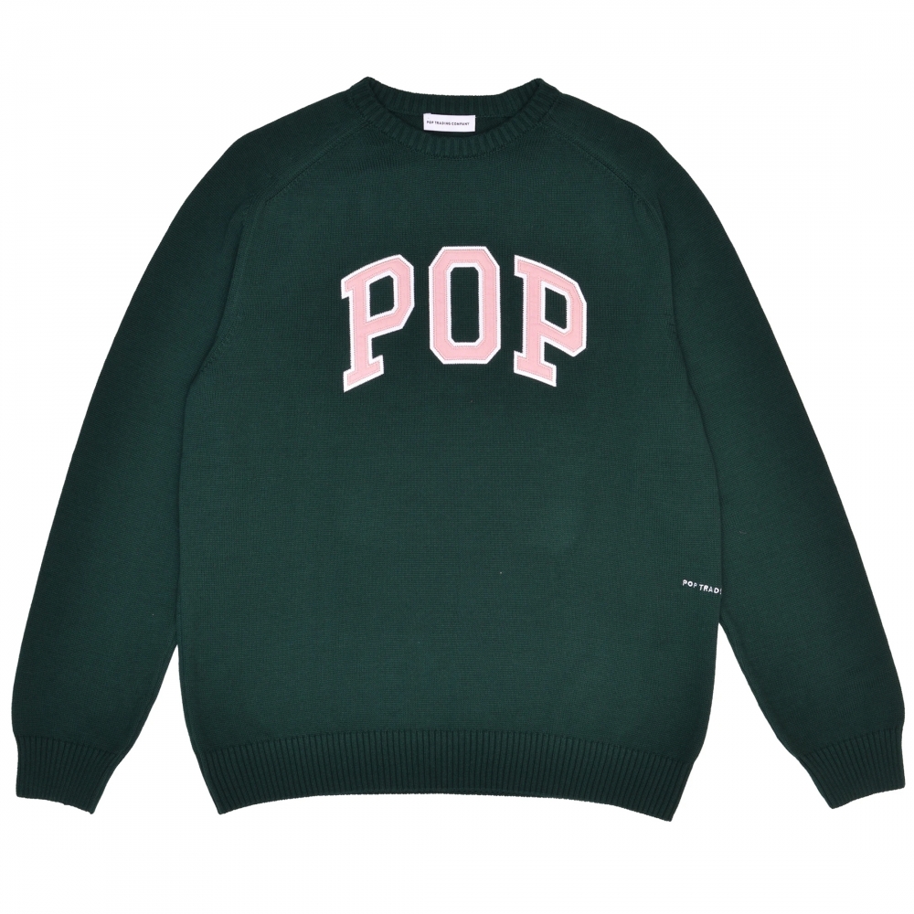 Pop Trading Company Arch Knitted Crew Neck Jumper (Bistro Green)