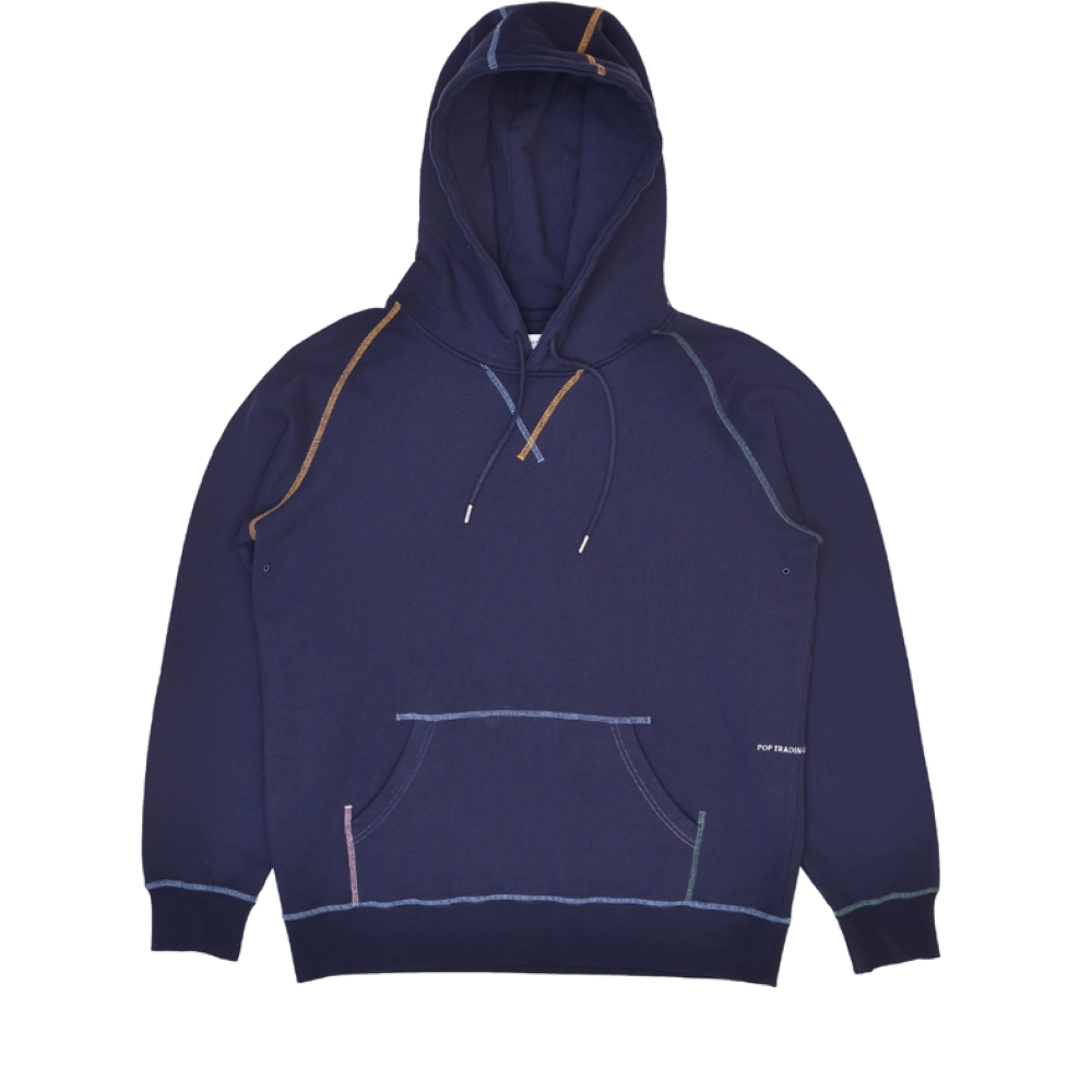 Pop Trading Company Embroidered Logo Pullover Hooded Sweatshirt (Navy/Multi)