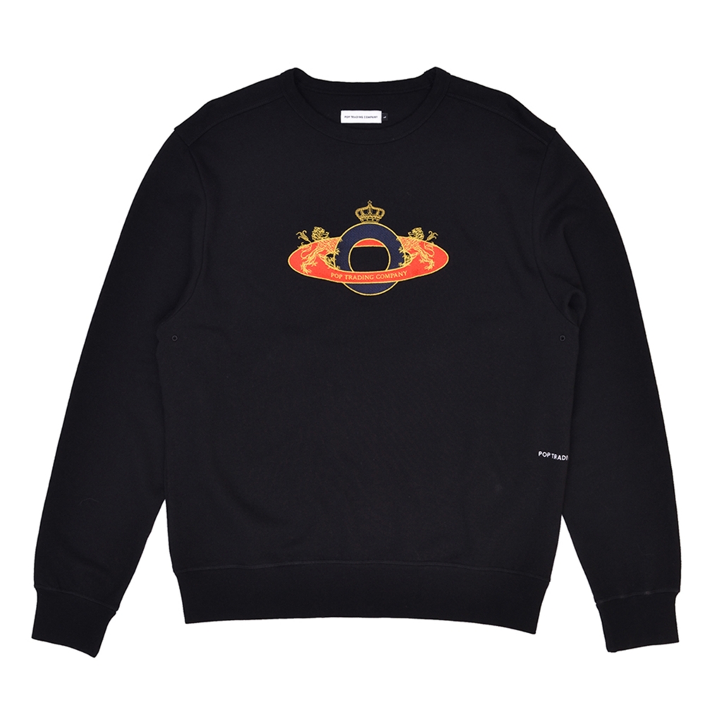 Pop Trading Company Royal O Crew Neck Sweatshirt (Black)