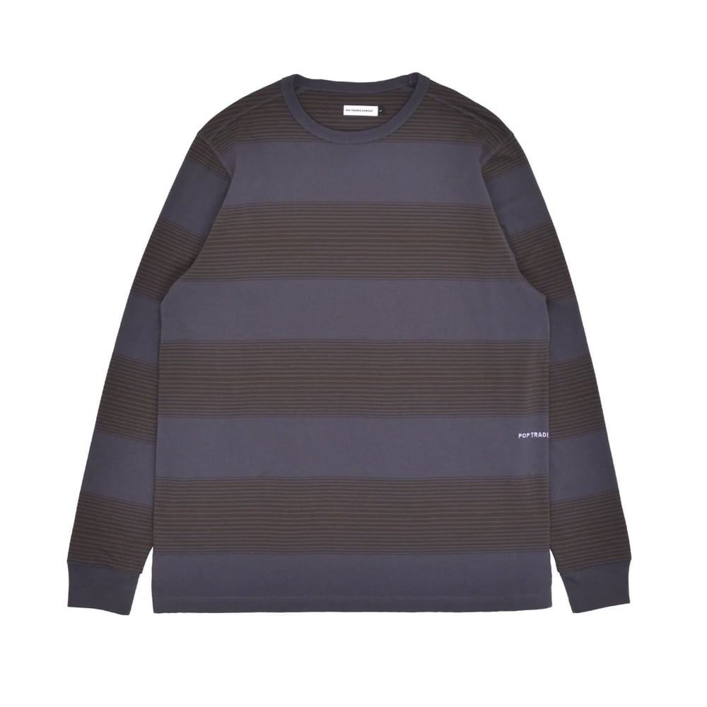 febo mix-print T-shirt Striped Long Sleeve T-Shirt (Charcoal/Delicioso)