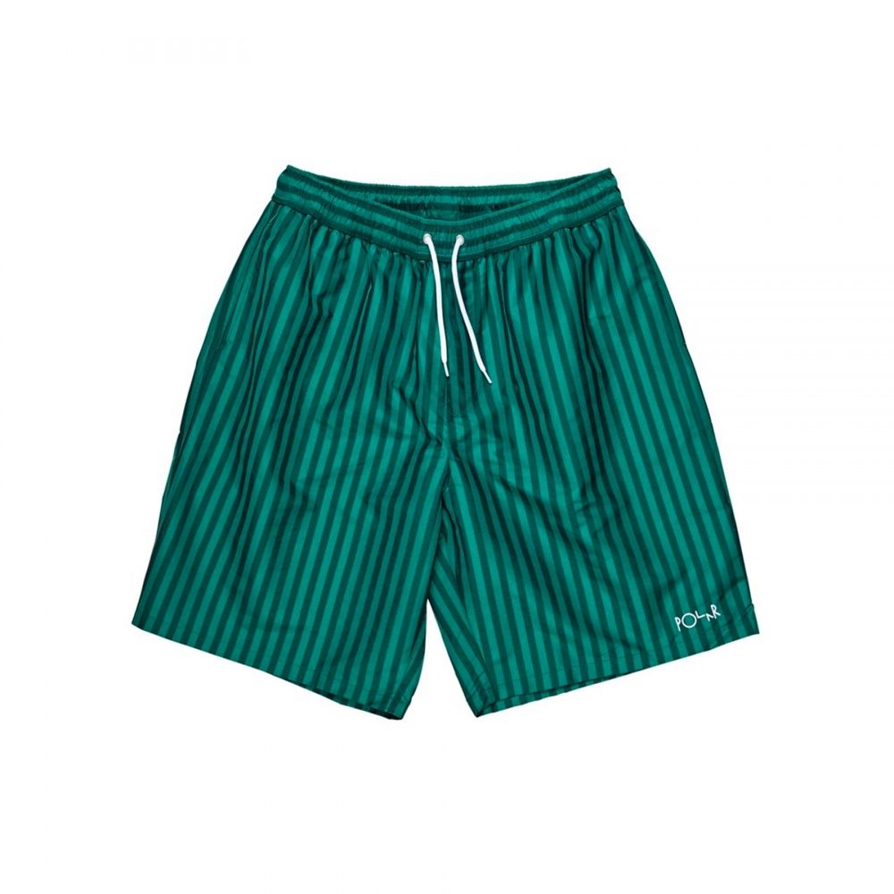 Polar Skate Co. Stripe Swim Shorts (Dark Green)