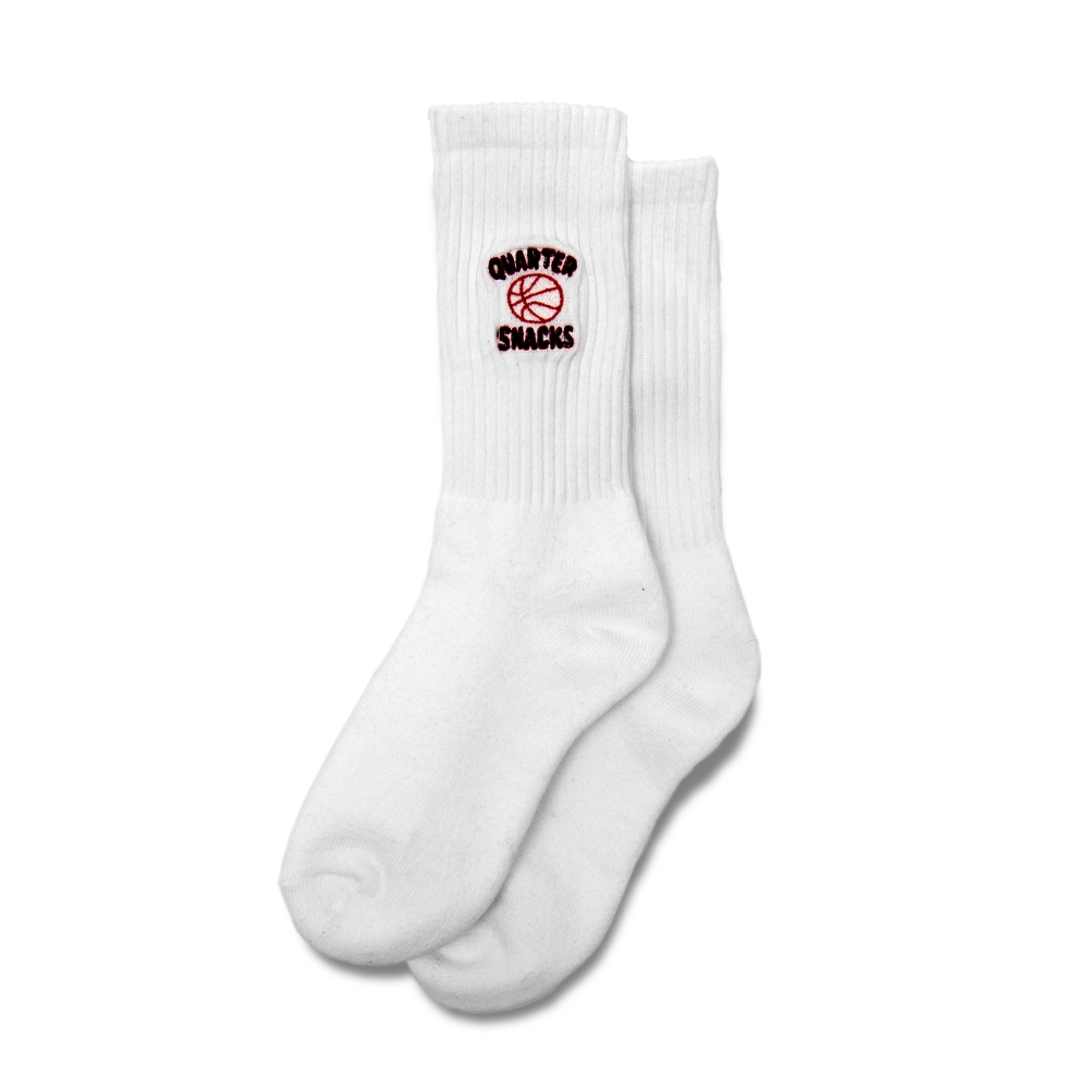 Quartersnacks Ball Is Life Embroidered Socks (White)