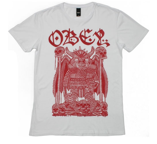 Obey Men's T-Shirt - Obey Skull-Crusher (White/Red)