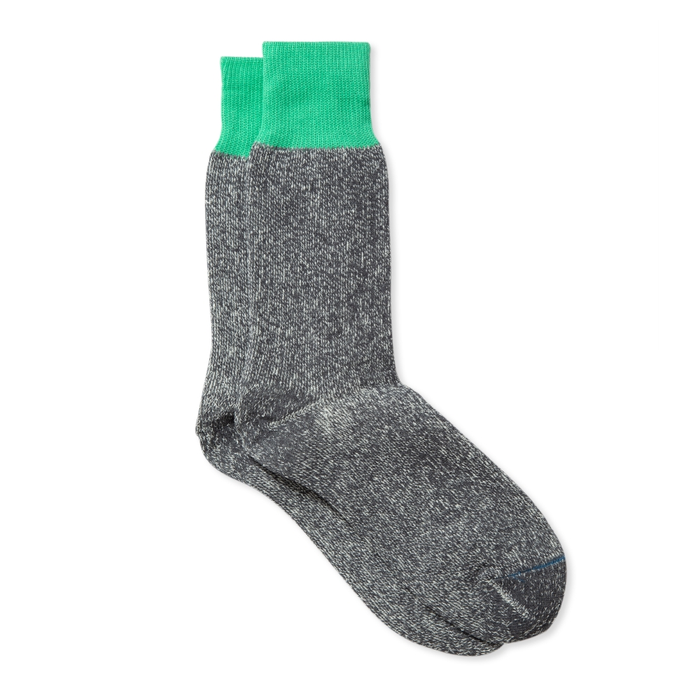RoToTo Double Face Crew Socks 'Silk & Cotton' (Mint/Grey)
